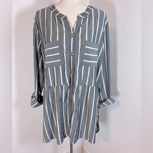 John Mark Striped Tunic Blouse